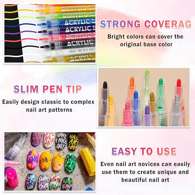 12 colors nail art pens