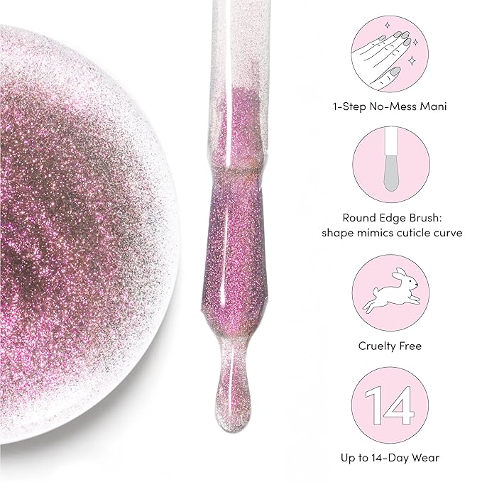 Dashing Diva One Gel Color & Magnetic Topper Duo - Lipgloss - Aristocrat & Iridescent Glitter Topper - 3-in-1 Base Coat, Nail Color & Top Coat - Gel Nail Polish Set