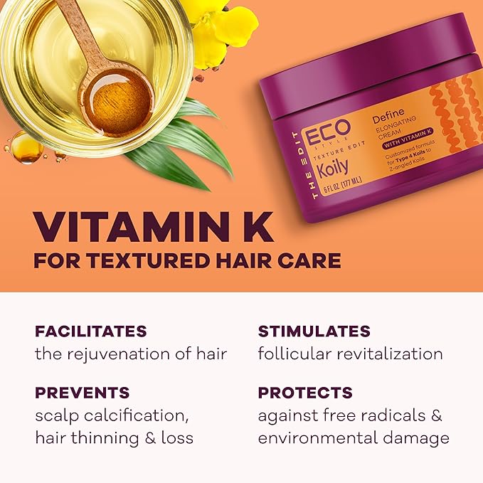 Eco Style Elongating Cream, Texture Edit, Koily Define for Type 4 curly hair, 6oz.