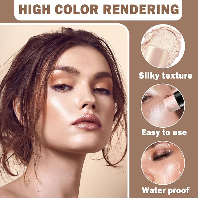 Bronzer Stick Highlighter Stick Cream Contour Stick Makeup,2PCS Beginner-Light Medium