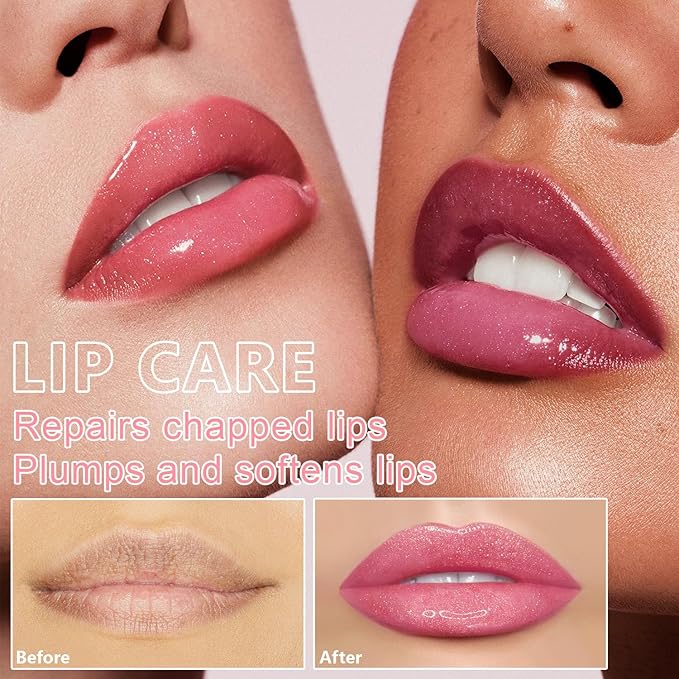 6 PCS Hydrating Lip Oil, Big Brush Head Lip Glaze Shiny Transparent Lip Glow Oil, Nourishing & Non-sticky Long Lasting Fresh Clear Smooth Lip Care Plumping Lip Oil (SET A)