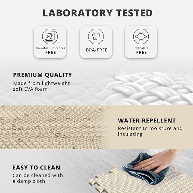 Gym Flooring Set - Interlocking EVA Soft Foam 18 Pieces