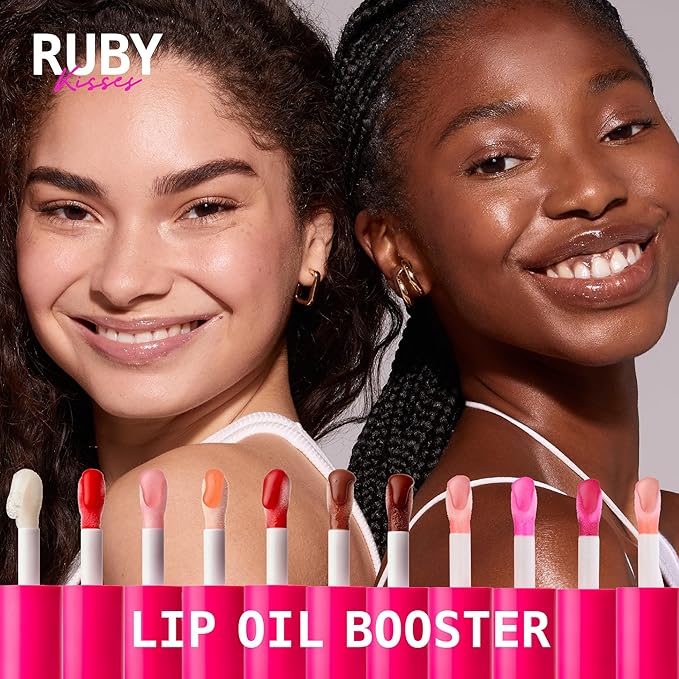 Ruby Kisses Lip Oil Booster, Hydrating Lip Gloss with Nourishing Natural Oil Blend, Jumbo Wand for Easy Application, Non-Sticky Formula