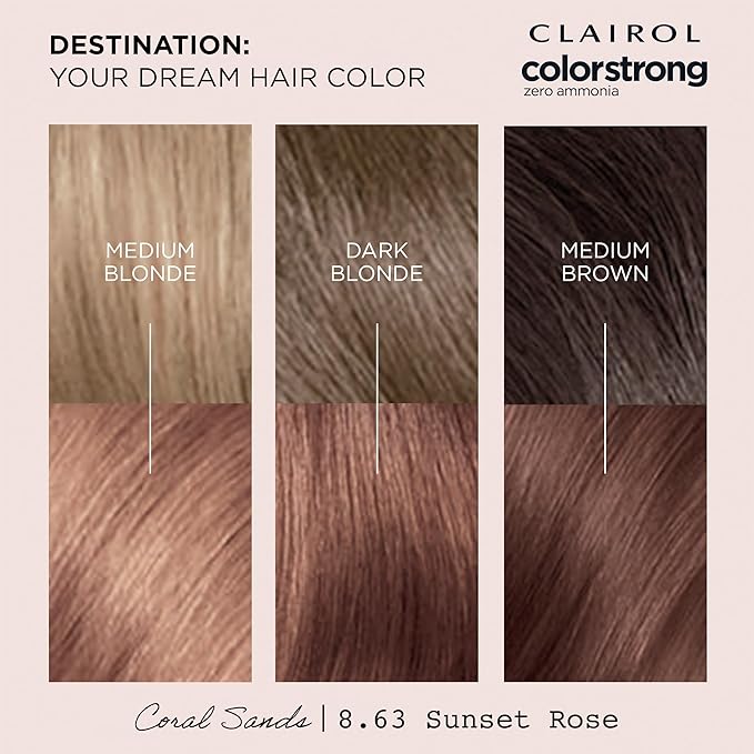 Clairol ColorStrong Permanent Zero Ammonia Hair Dye, 8.63 Sunset Rose - Coral Sands Hair Color, Pack of 1