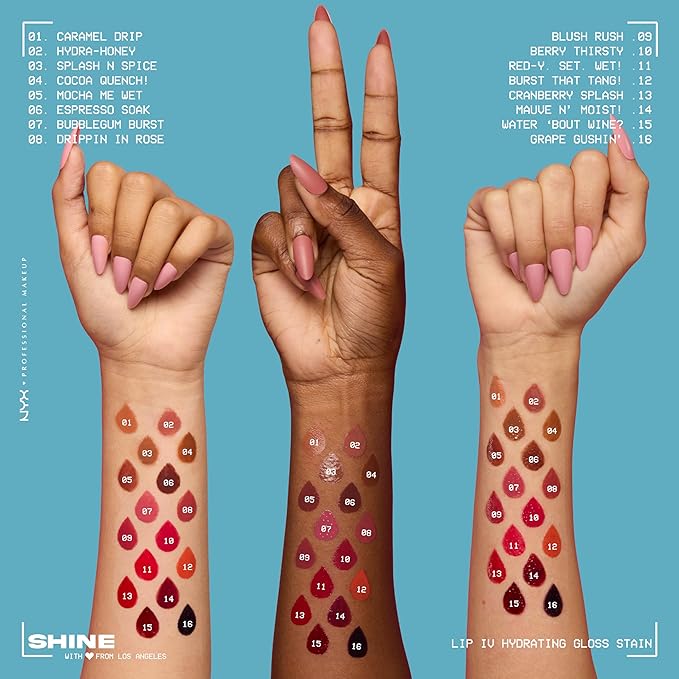 NYX PROFESSIONAL MAKEUP Lip IV Hydrating Glossy Lip Stain with 12HR Hydration - Drippin In Rose (Pink)