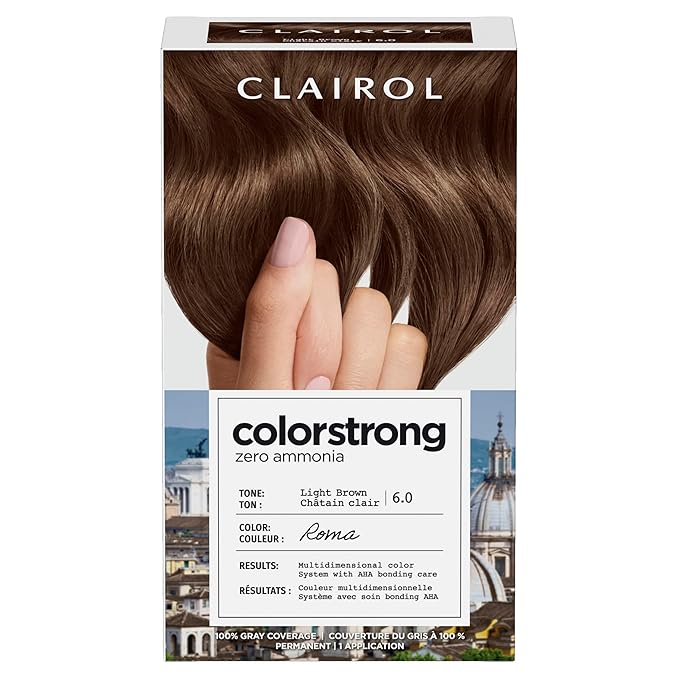 Clairol ColorStrong Permanent Zero Ammonia Hair Dye, 6.0 Light Brown - Roma Hair Color, Pack of 1