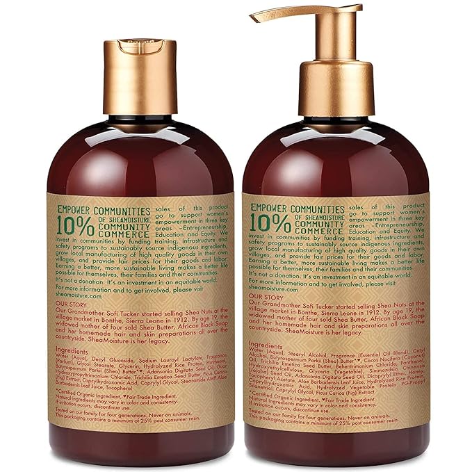 SheaMoisture Shampoo and Conditioner Set, Manuka Honey, Mafura Oil, Baobab Oil & Fig Extract, Hydrate + Replenish, Vitamin C, Sulfate Free & Hair Color Safe, Deep Conditioning, 13 Fl Oz Ea