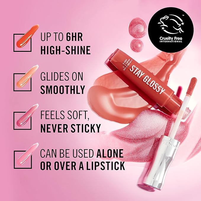 Rimmel London Stay Glossy, 435 Cocoa Kiss, Lip Gloss, Non-Sticky, Color and Shine, Up To 6-Hour Wear, Precise Applicator, 0.18oz