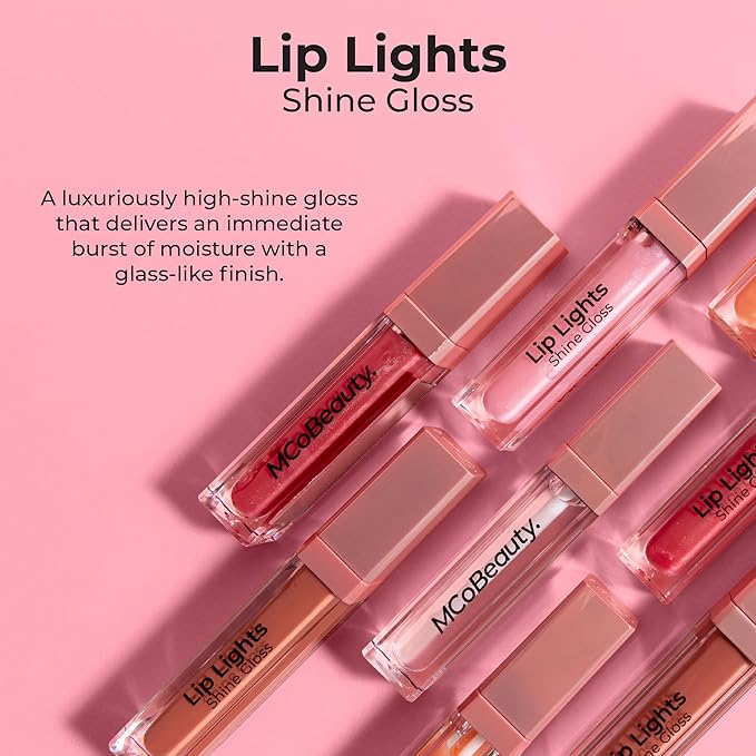 MCoBeauty LipLights Shine Gloss, Berry Pink, High Shine and Color for Irresistible Lips, Vegan, Cruelty Free Cosmetics
