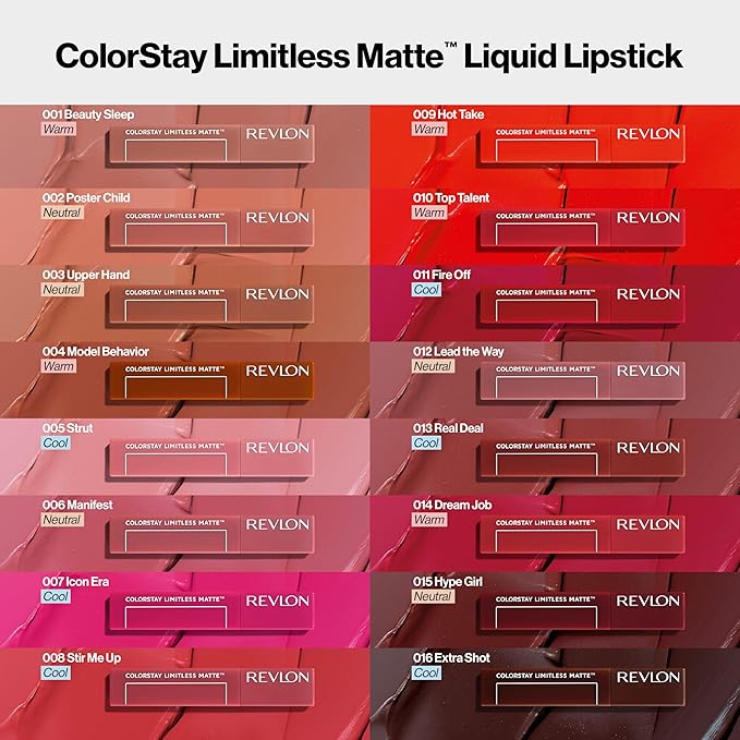 Revlon ColorStay Limitless Matte Liquid Lipstick, Vegan Formula, No-Budge, Longwear Lip Color, Long Lasting, Lightweight/Comfortable, Waterproof, 010 Top Talent, 0.17 fl oz