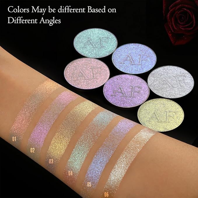 Highlighter Makeup Palette, Long Lasting New Formula, Translucent Purple Shimmer