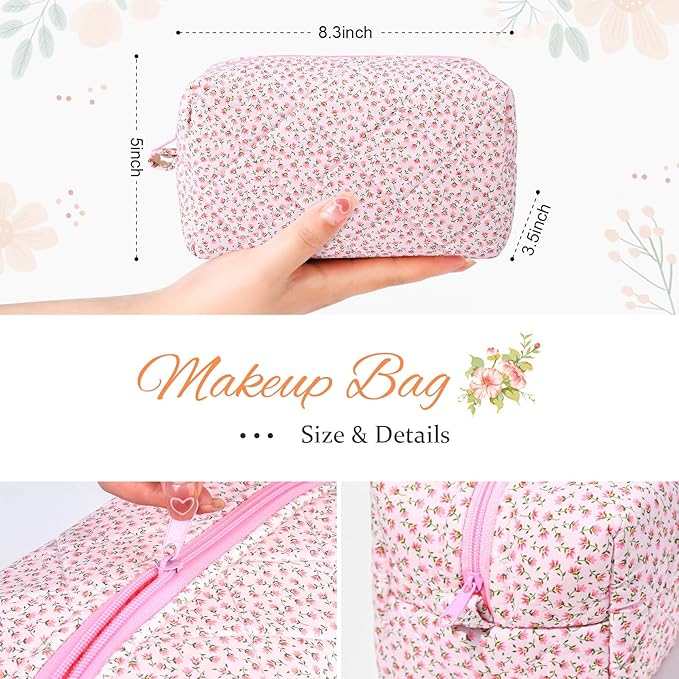 Soidram quilted makeup bag floral