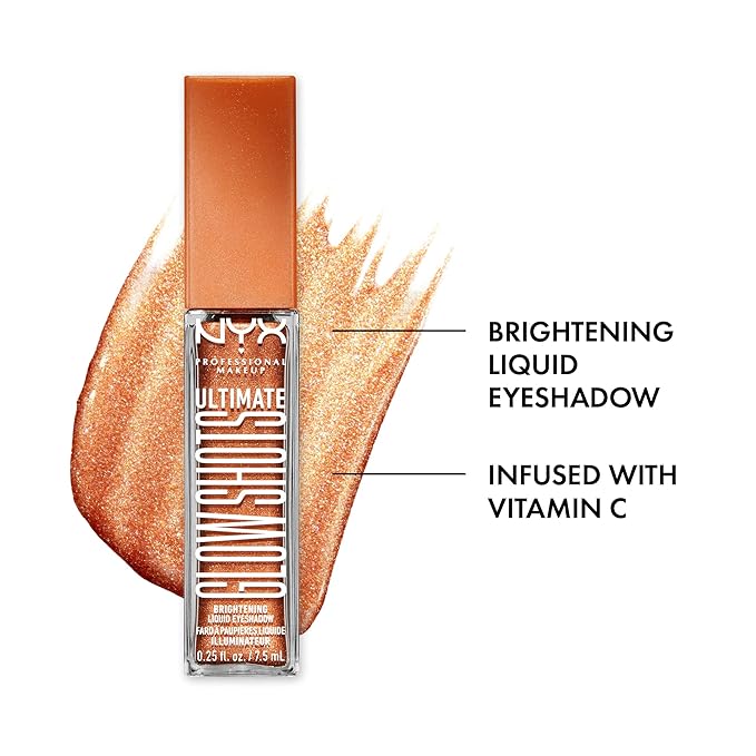 NYX PROFESSIONAL MAKEUP Ultimate Glow Shots, Liquid Eyeshadow, Long-Lasting Shimmer Eye Shadow with Vitamin C - Wow Cacao