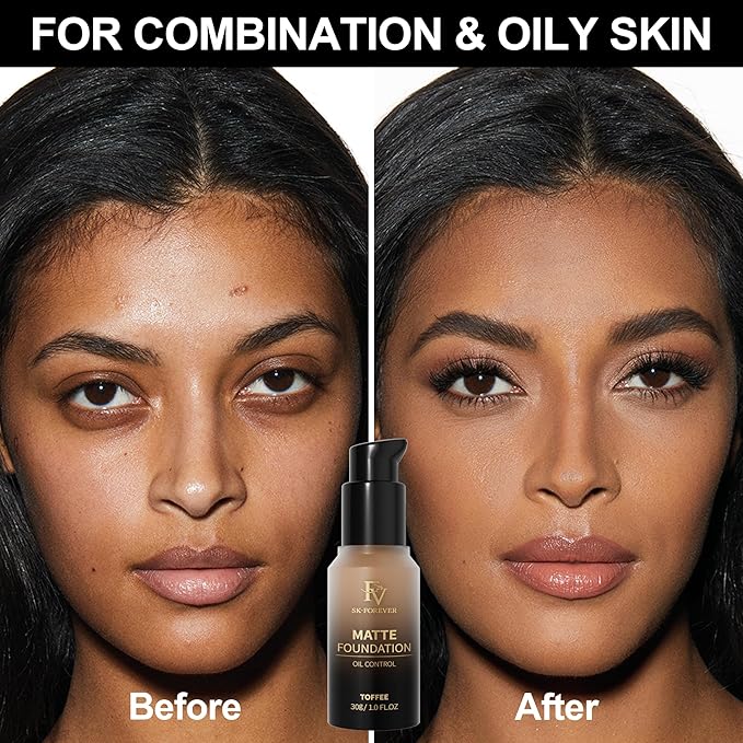 FV Full Coverage Liquid Foundation, Lightweight & Concealing, (Toffee Matte)