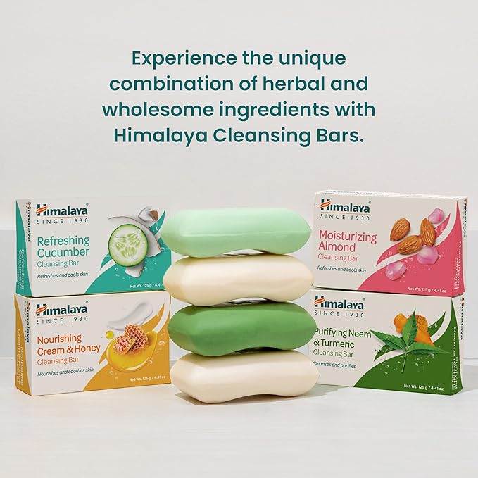 Himalaya Refreshing Cucumber Cleansing Bar, Face and Body Soap for Soft Skin, 4.41 oz, 12 Pack