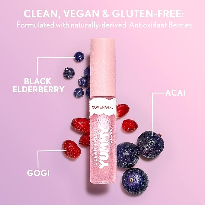 COVERGIRL Clean Fresh Yummy Lip Gloss, Sheer, Natural Scents, Vegan Formula - But First a Cosmo