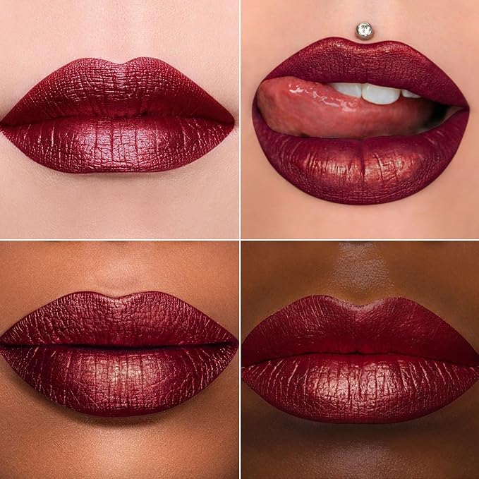 MAKI YIKA Dark Red Lipstick for Women Metallic Lipsticks Glitter Long Lasting Lipstick No Smudge No Transfer Liquid Pink Lip Gloss (BR011 Pure Envy)