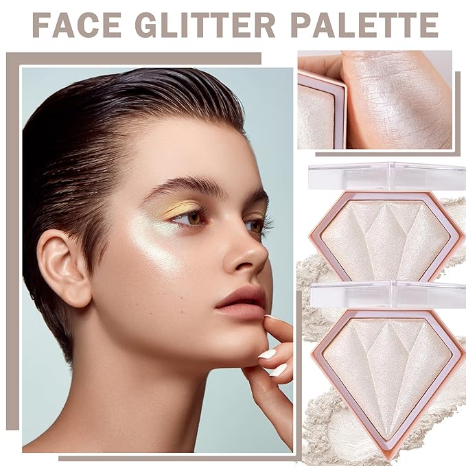 2PCS Pearl White Highlighter Makeup Palette Face Powder