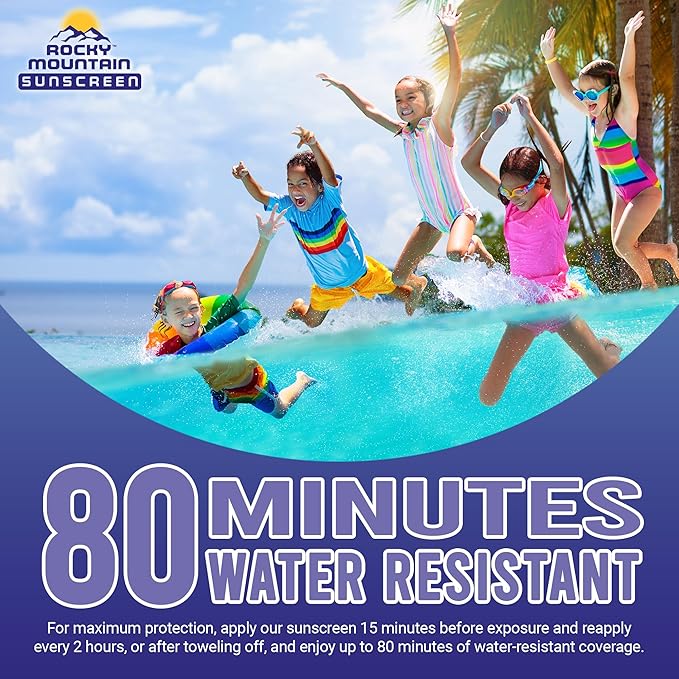 Rocky Mountain Sunscreen | KIDS SPF 30 Lotion -Broad Spectrum UVA/UVB Protection | Hawaii 104 Reef Act Compliant (Oxybenzone & Octinoxate Free) | Water Resistant 80 Min. | Gallon with Pump (128 Fl Oz)