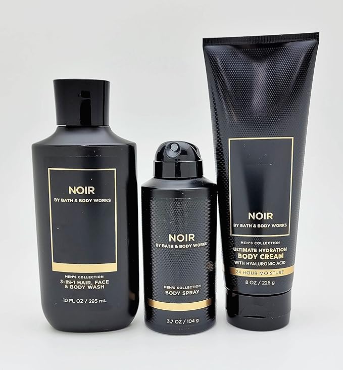 Bath & Body Works - Noir for Men 3-in-1 Hair, Face & Body Wash, Body Spray and Hydration Cream (2021)