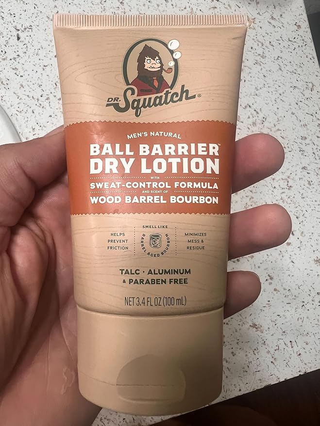 Dr. Squatch Ball Barrier Dry Lotion, No Mess Body Powder Lotion for Men, Made With Natural Ingredients - 2-Pack Wood Barrel Bourbon