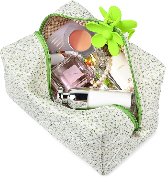 Soidram floral makeup bag quilted