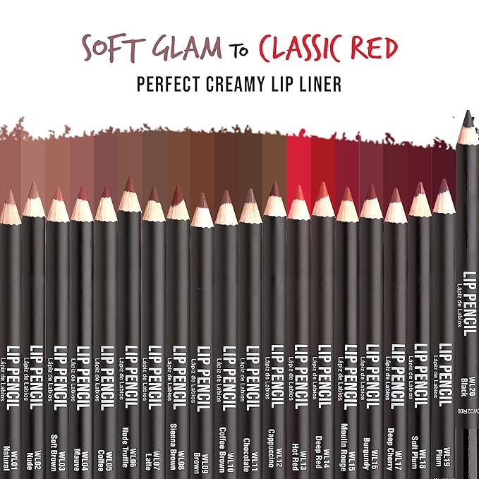 Professional Slim Lip Pencil, Creamy Soft Lip Liner, Smooth Long-Lasting Rich Lip Color, Natural Lip Makeup, Water-Resistant Lip Crayon (Black)