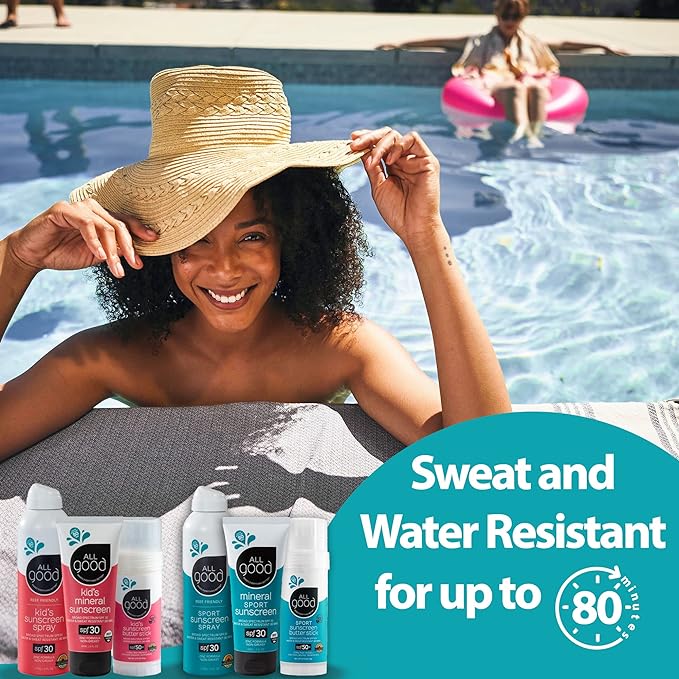 All Good Sport Mineral Sunscreen Lotion - Coral Reef Friendly, Water & Sweat Resistant, Face & Body, UVA/UVB Broad Spectrum SPF 30+ (3 oz)(3-Pack)