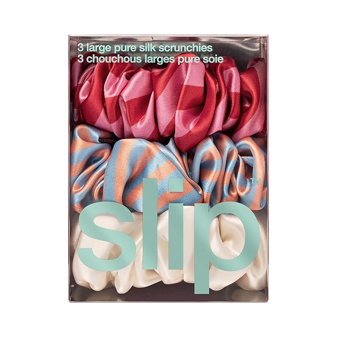 slip Large Scrunchie Midsummer | Set of 3 Pure Silk Large Scrunchies | Includes 1 Sunshade, 1 Bianca, 1 Midsummer | 100% Mulberry Silk, Anti-Crease, Gentle on Hair, Reduces Breakage