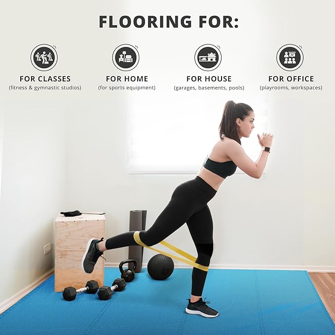 Gym Flooring Set - Interlocking EVA Soft Foam 18 Pieces