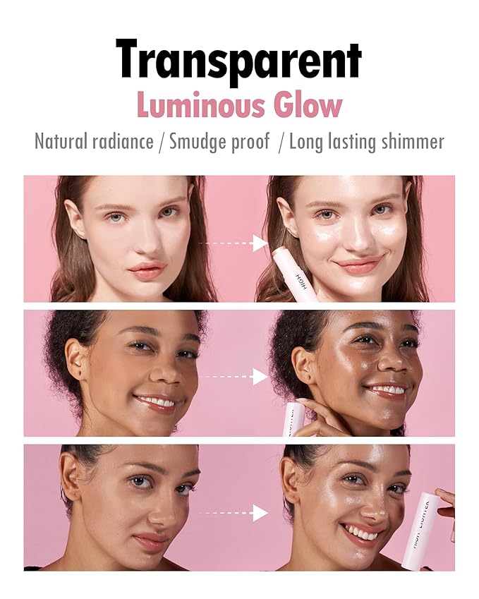 KAHI Highlighter - Skin-Illuminating Highlighter Makeup Stick | Long-lasting Pink Highlighter Makeup | Korean Highlighter Stick for Aging-Lines Improvement | Moisturizing Highlight Stick (0.32 fl oz)
