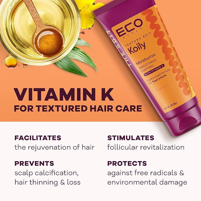 Eco Style, Texture Edit, Koily Moisturize Smoothing Butter for Type 4 curly hair - A sulfate-free, ultra-rich curly hair conditioner that provides hydration, elasticity and softness. 8oz