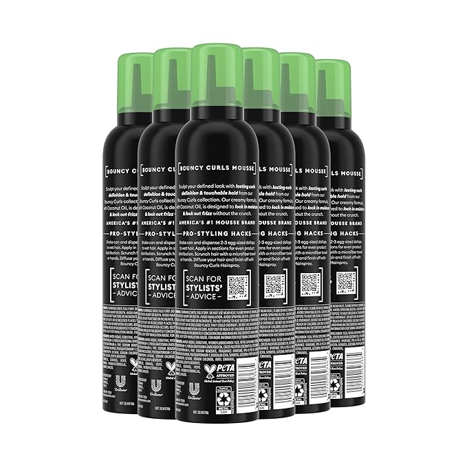 TRESemmé Flawless Curls Nourishing Mousse Pack of 6 With Coconut and Avocado Oil 10.5 oz