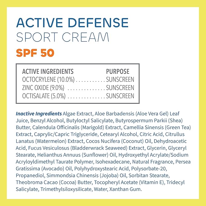 Seaweed Bath Co. Active Defense SPF 50 Sport Broad Spectrum Hybrid Sunscreen Cream, 3.4 Ounce (Pack of 2), Sustainably Harvested Seaweed, Aloe, Watermelon