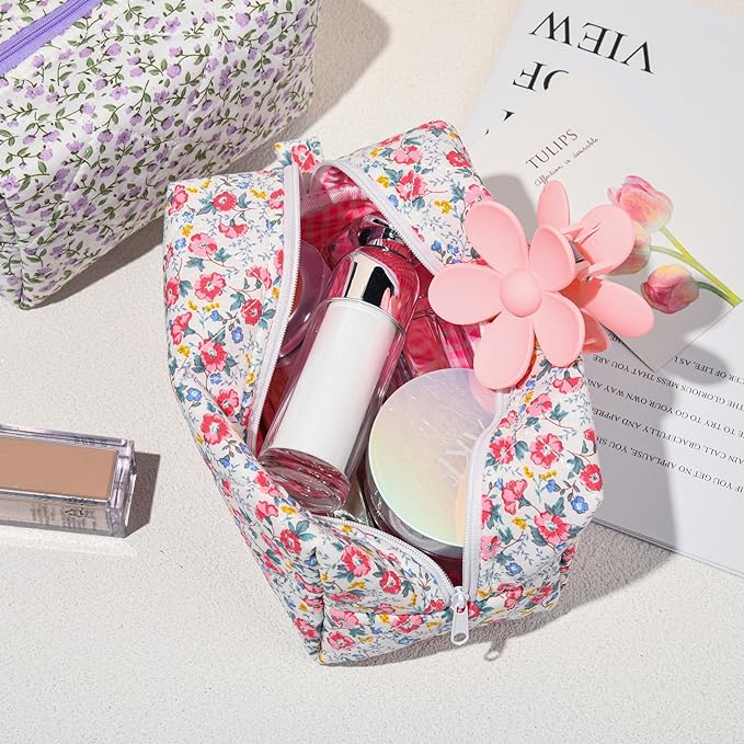 Soidram floral makeup bag quilted