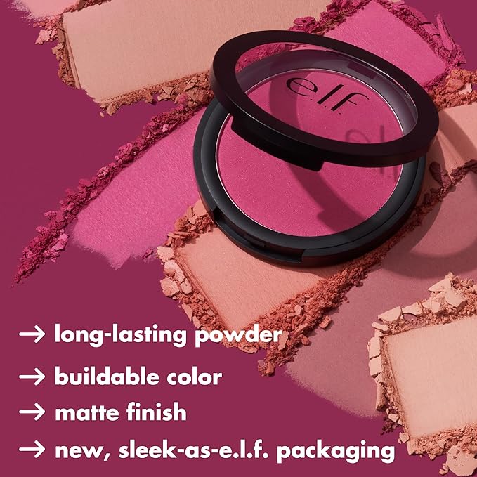 e.l.f. Primer-Infused Matte Blush, Long-Lasting, Lightweight & Buildable Always Vibrant