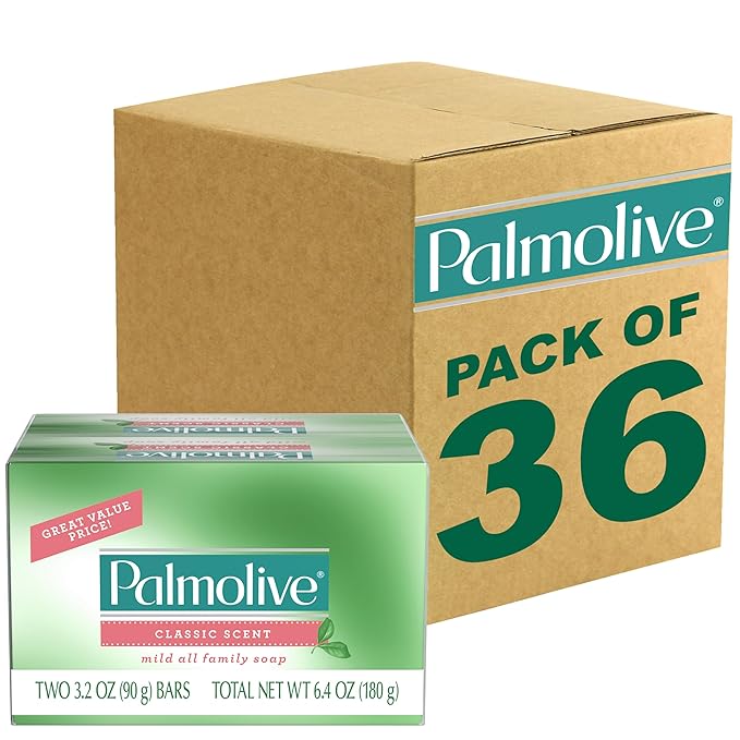 Palmolive Bar Soap for Body and Hands, Bulk Size, Mild Classic Scent - 2 Count (pack of 36)