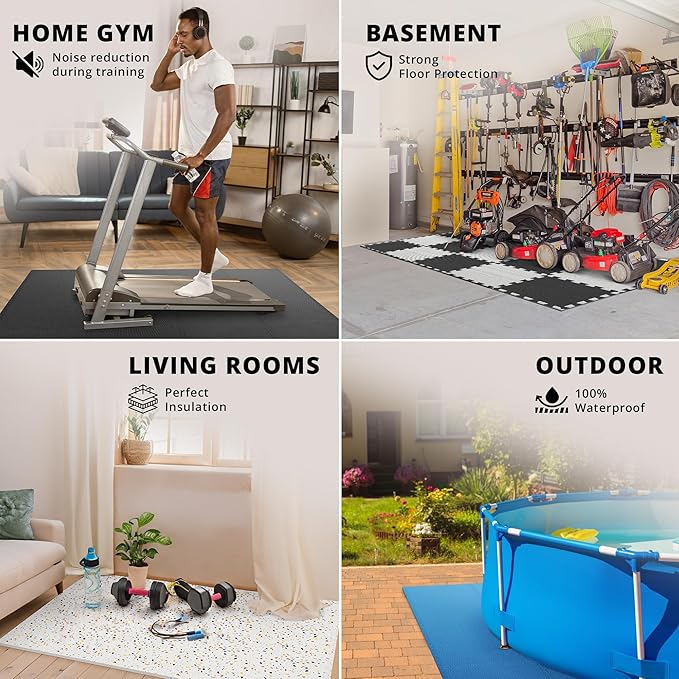 Gym Flooring Set - Interlocking EVA Soft Foam 18 Pieces