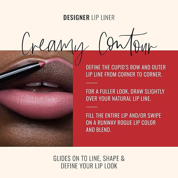 Runway Rogue Designer Liner Lip Pencil, Matte Blush-Pink Lip Liner Pencil and Lip Liner Sharpener, ‘It’s a Wrap’