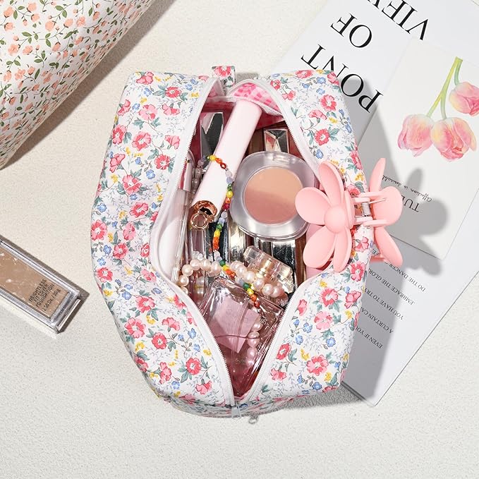 Soidram floral makeup bag quilted