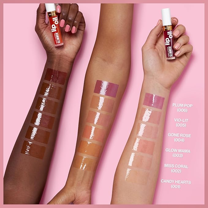 REVLON Super Lustrous Glimmer Lip Oil, Moisturizing & Tinted, Shiny Finish, Made with Plant-Based Squalane, 005 Vio-lit, 0.13 fl oz