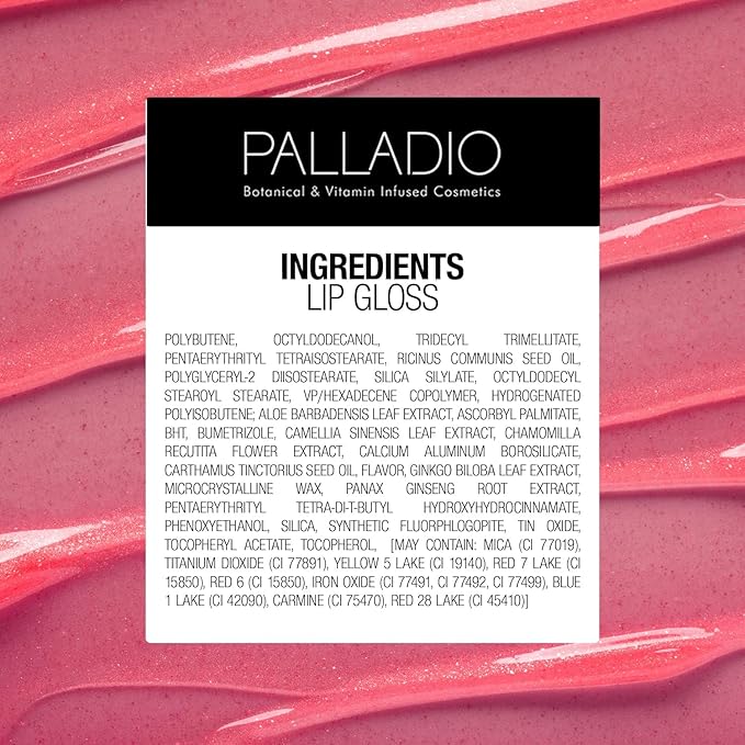 Palladio Lip Gloss, Non-Sticky Lip Gloss, Contains Vitamin E and Aloe, Offers Intense Color and Moisturization, Minimizes Lip Wrinkles, Softens Lips with Beautiful Shiny Finish, Sheer Bronze