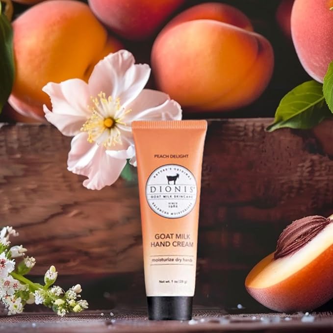 Dionis - Goat Milk Skincare Scented Hand Cream (1 oz) Set of 6, Moisturizing Lotion for Dry Skin, Good for Sensitive Skin, Cruelty-free and Paraben-free (Peach Delight)