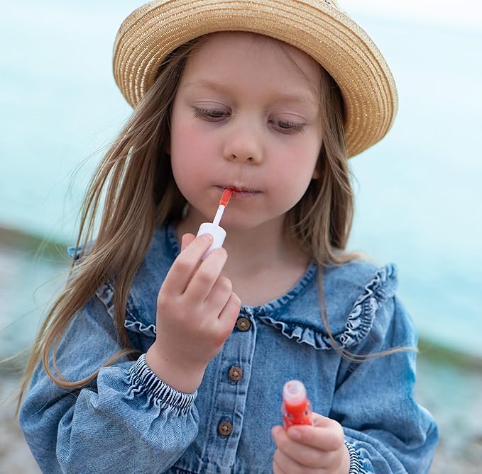 MISS NELLA Fairy Kiss Lip Gloss, Red hydrating children Lip Gloss, watermelon scent, gentle on the skin. gives a sheer kiss of colour, with extra shine.