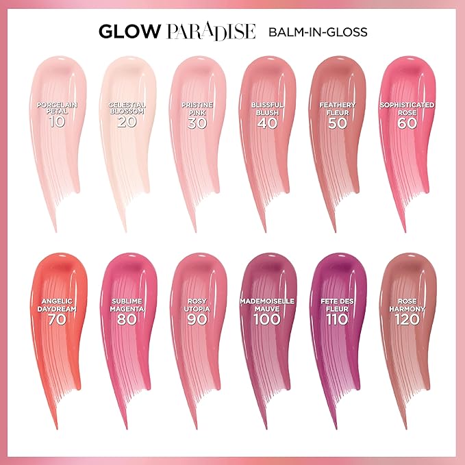 L'Oreal Paris Glow Paradise Hydrating Tinted Lip Balm-in-Gloss with Pomegranate Extract & Hyaluronic Acid, Ultra-Gentle, Non-Sticky Formula, Blissful Blush, 0.23 fl oz