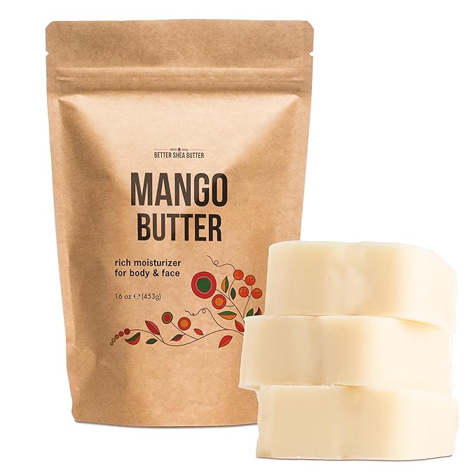 Better Shea Butter Mango Butter 100% Natural Skin Moisturizer, 1 LB Block