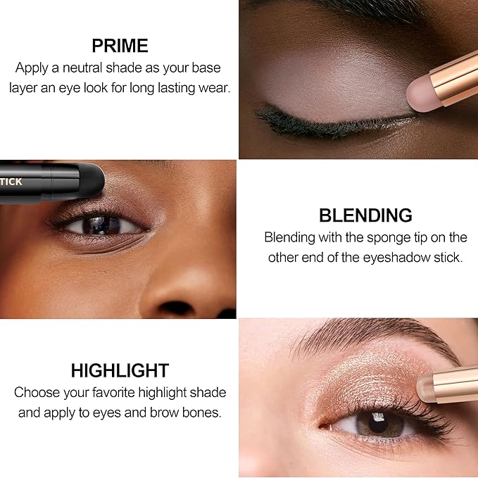 FV Cream Shimmer Eyeshadow Stick，Long Lasting & Waterproof, Multi-Use & High Pigment Eyeshadow Makeup Stick, Champagne Shimmer