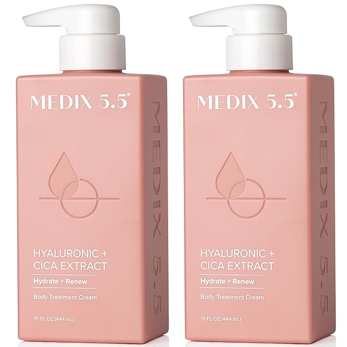 Medix 5.5 Hyaluronic Acid + Vitamin E Cream Body Lotion For Women | Hydrating Dry Skin Firming Lotion Minimizes Look Of Wrinkles, Stretch Marks, Cellulite, & Crepey Skin | Skin Care Products | 2-Pack