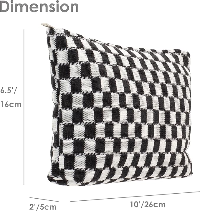 Pazimiik knitted checkered makeup bag