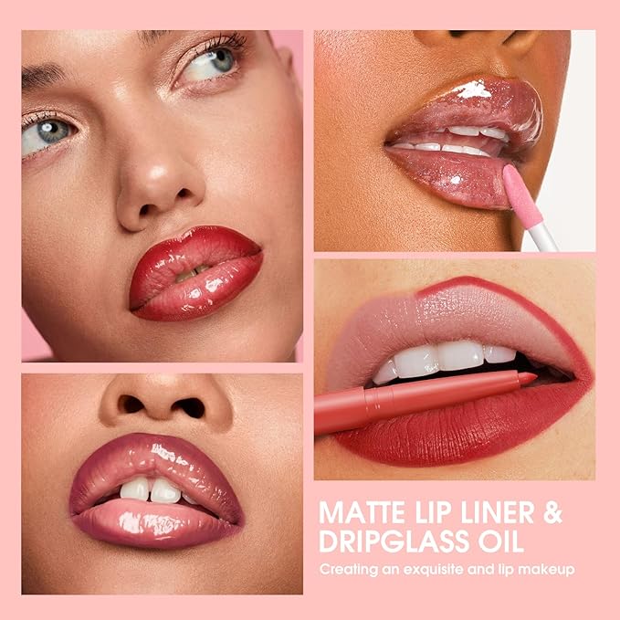 LANGMANNI 6 Matte Lip Liner With 6 Nourishing Lip Oil Lip Gloss Set, Long-Lasting And Hydrating 2 IN 1 Makeup Set, Beauty Daily Cosmetics Gift for Girls